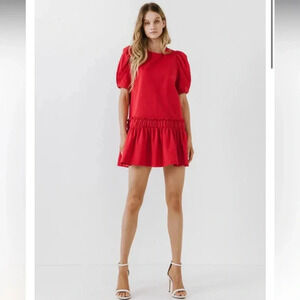English Factory - Puff Sleeve Minidress - Red - Size Small - Gently Used!!